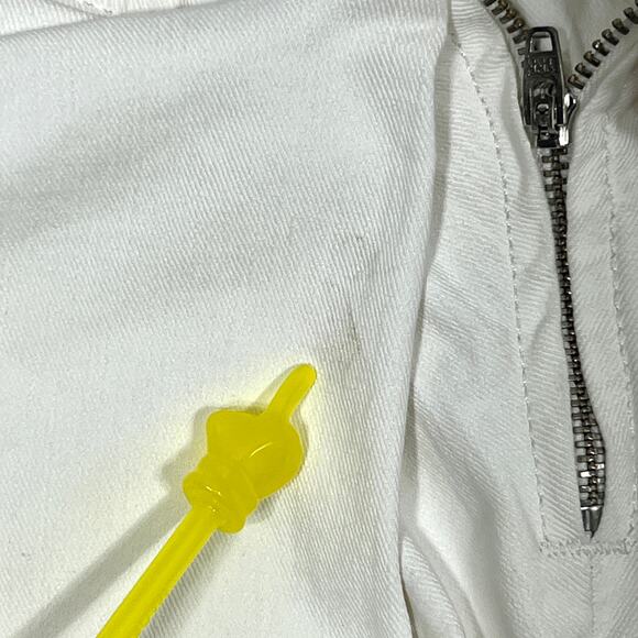 R13 X-Over Skinny Jeans Women 25" White Riot Stretch Denim Cross Waist Summer - Picture 14 of 16